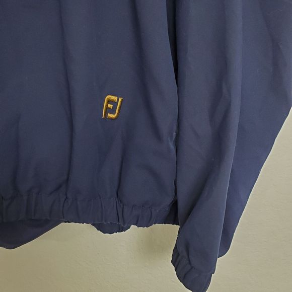 FootJoy Pullover Mens Large Windbreaker Jacket Golf V-Neck Coat Lightweight Navy - Picture 2 of 8